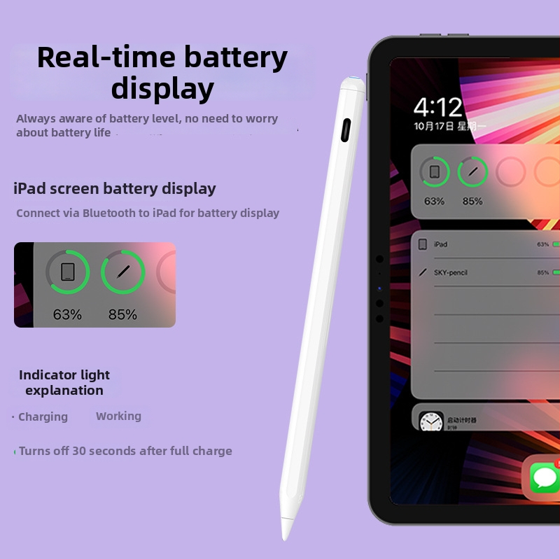 Kapacitivni stilus za iPad s magnetskim punjenjem, zaštita od slučajnog dodira, dvostruki način punjenja