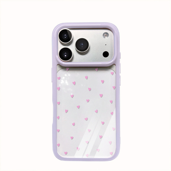 Carcasă transparentă pentru telefon cu inimioare mov pe întreaga suprafață, stil INS, pentru iPhone 15 Pro Max, iPhone 14/15 și alte modele, protecție împotriva căderilor
