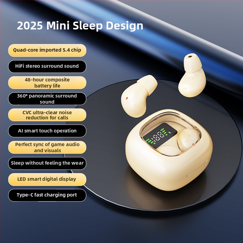 Mini bežične Bluetooth slušalice za spavanje, ušni dizajn, stereo, redukcija šuma, dugi vijek baterije, prilagođeni oblik, Bluetooth 5.4