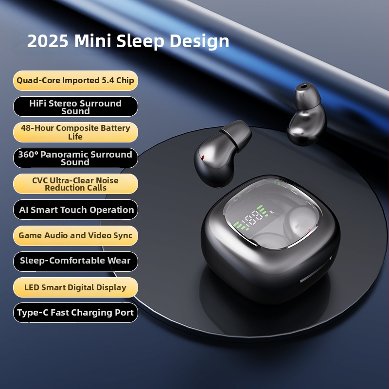 Mini bežične Bluetooth slušalice za spavanje, ušni dizajn, stereo, redukcija šuma, dugi vijek baterije, prilagođeni oblik, Bluetooth 5.4