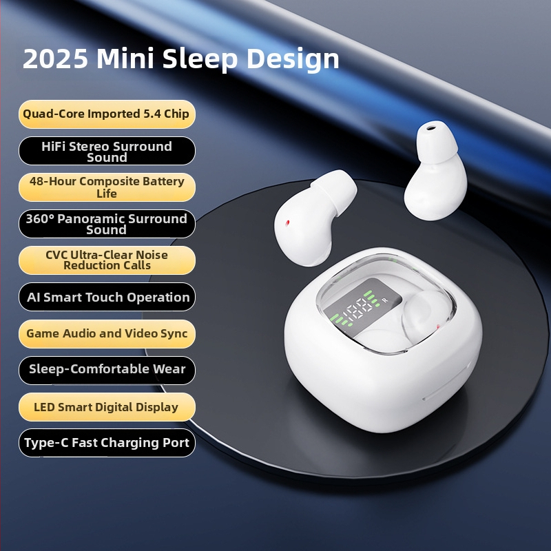 Mini bežične Bluetooth slušalice za spavanje, ušni dizajn, stereo, redukcija šuma, dugi vijek baterije, prilagođeni oblik, Bluetooth 5.4