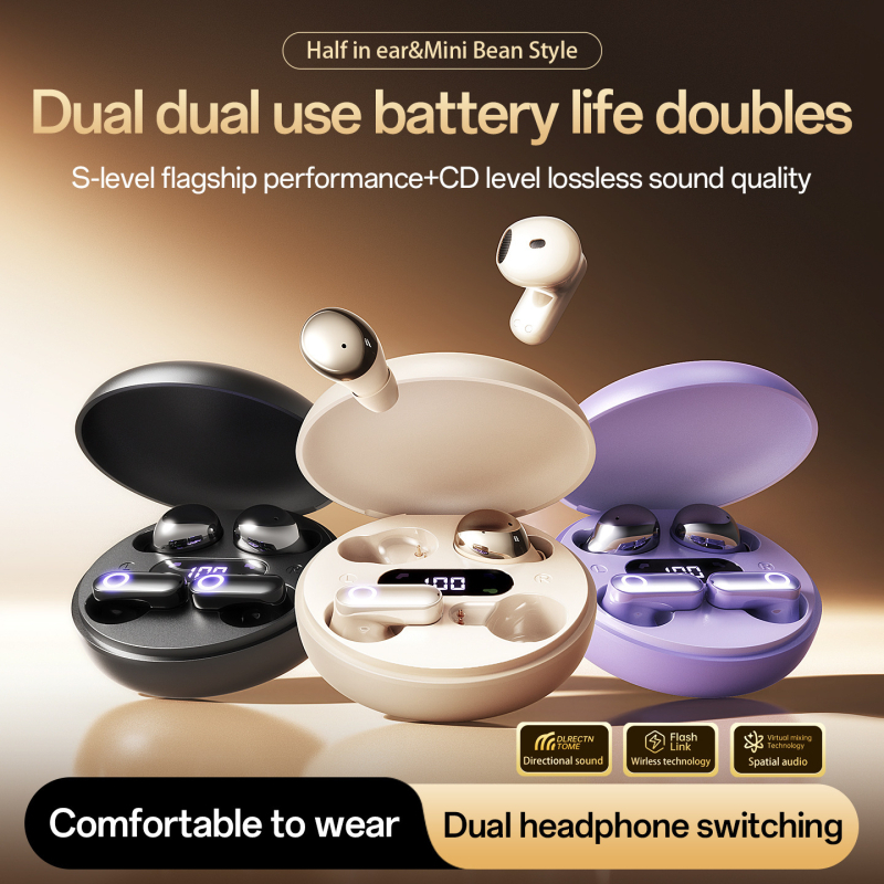 Bežične Bluetooth slušalice s aktivnim uklanjanjem šuma, semi-in-ear dizajn, TWS, dugotrajna baterija