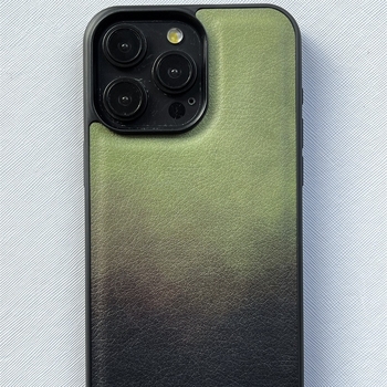 17Pro kožna futrola s retro gradijentom Matcha zelene boje za iPhone 16 Pro Max