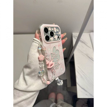 Ružičasto silikonsko kućište My Melody s motivom malog janjeta, mat završetak, protivklizno, za iPhone 14, 13, 14 Pro i 14 Pro Max
