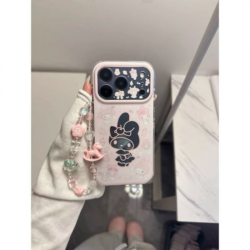 Ružičasto silikonsko kućište My Melody s motivom malog janjeta, mat završetak, protivklizno, za iPhone 14, 13, 14 Pro i 14 Pro Max