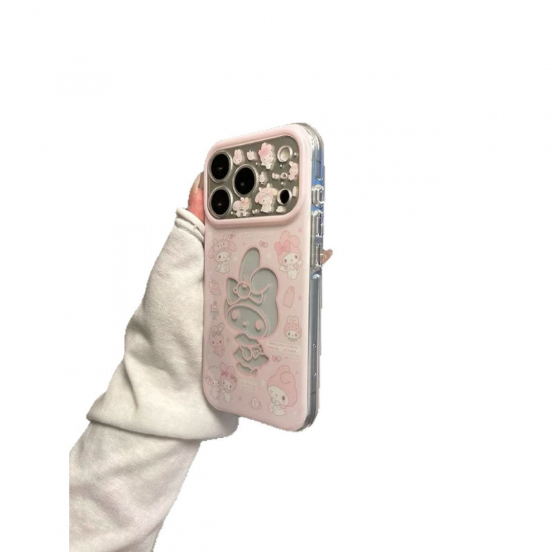 Ružičasto silikonsko kućište My Melody s motivom malog janjeta, mat završetak, protivklizno, za iPhone 14, 13, 14 Pro i 14 Pro Max