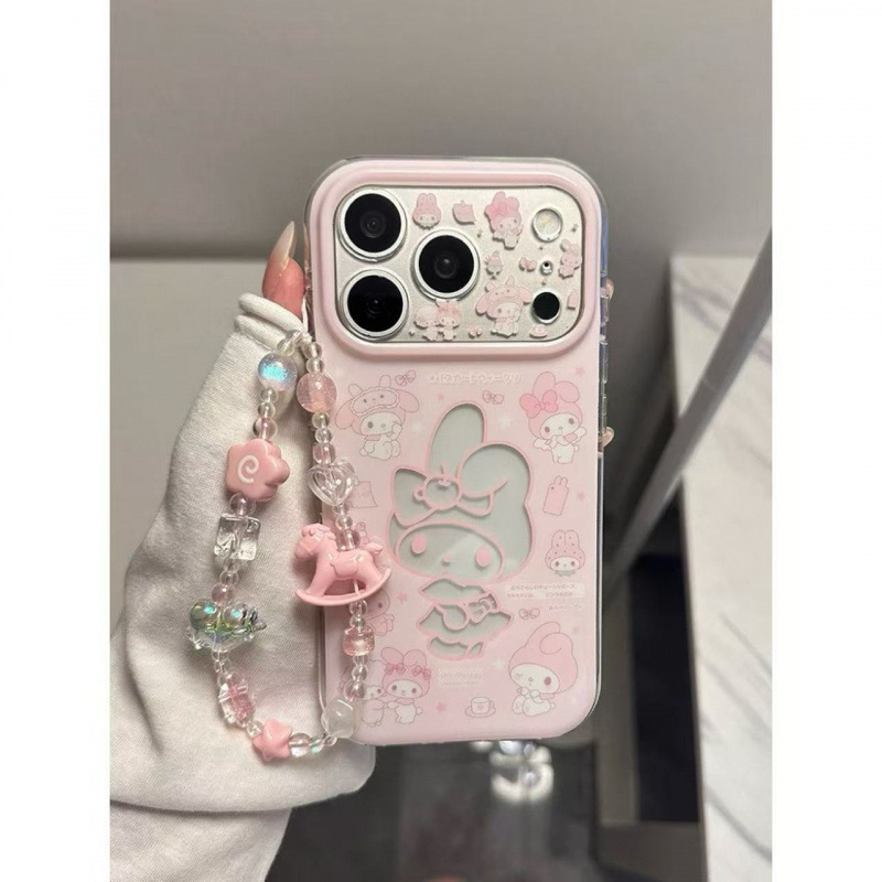 Ružičasto silikonsko kućište My Melody s motivom malog janjeta, mat završetak, protivklizno, za iPhone 14, 13, 14 Pro i 14 Pro Max