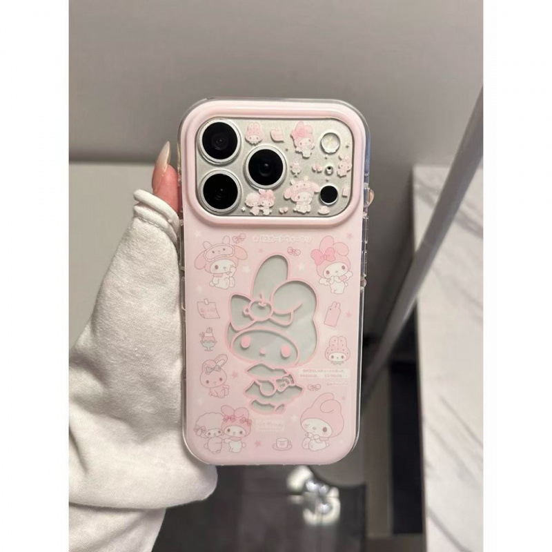 Ružičasto silikonsko kućište My Melody s motivom malog janjeta, mat završetak, protivklizno, za iPhone 14, 13, 14 Pro i 14 Pro Max