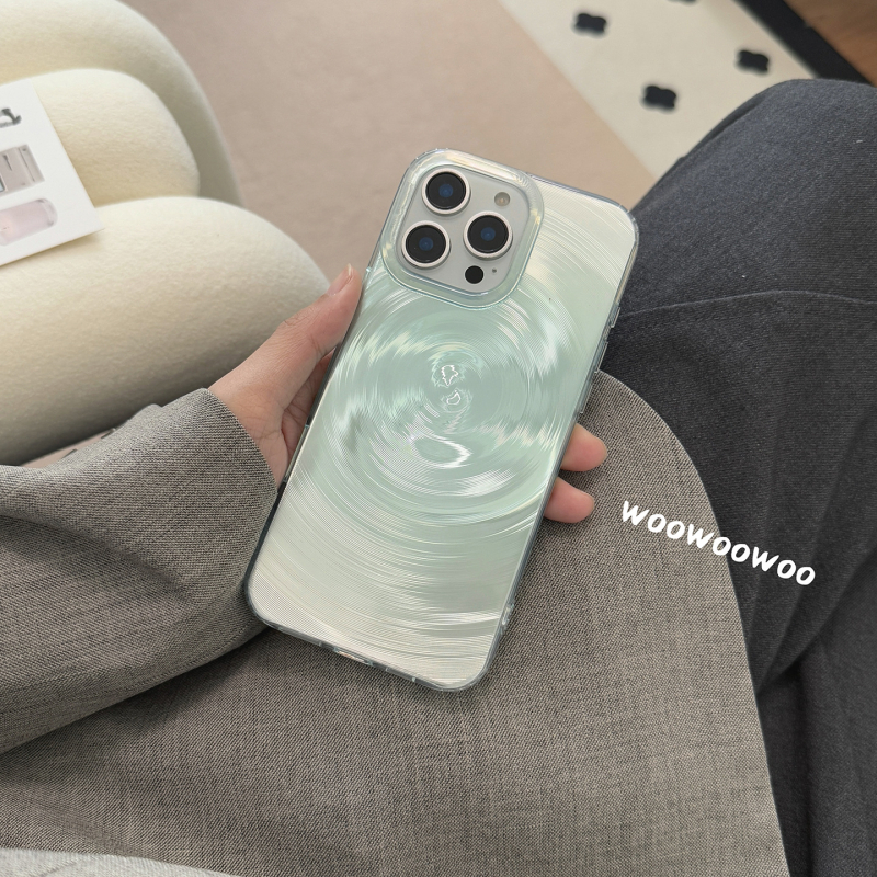 Carcasă pentru iPhone 15 cu model spiral gradient verde deschis, cu două straturi