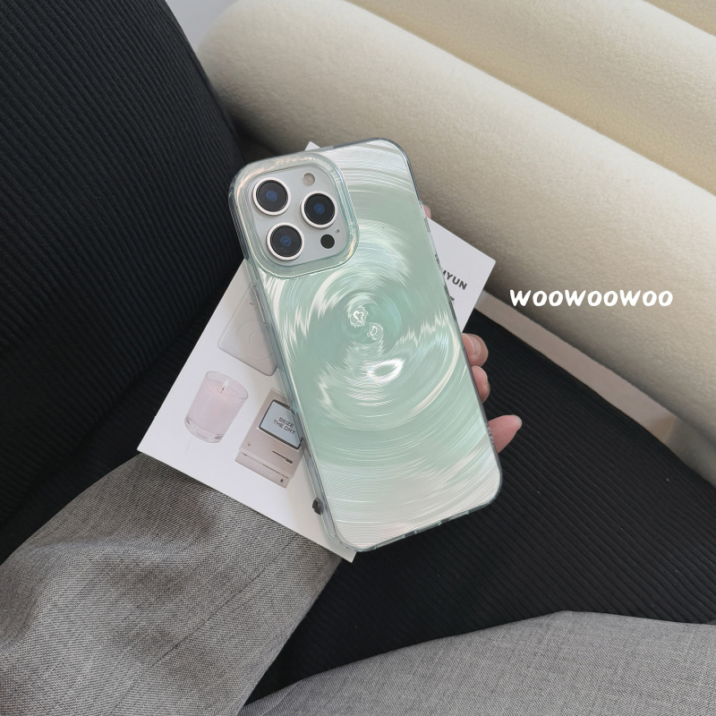 Carcasă pentru iPhone 15 cu model spiral gradient verde deschis, cu două straturi