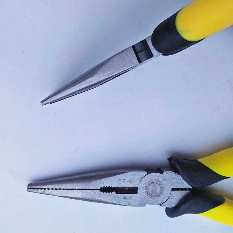 Индустриални клещи за електротехници с дълъг нос, хром-ванадиева стомана, 6 и 8 инча, преносими, за обелване на кабели