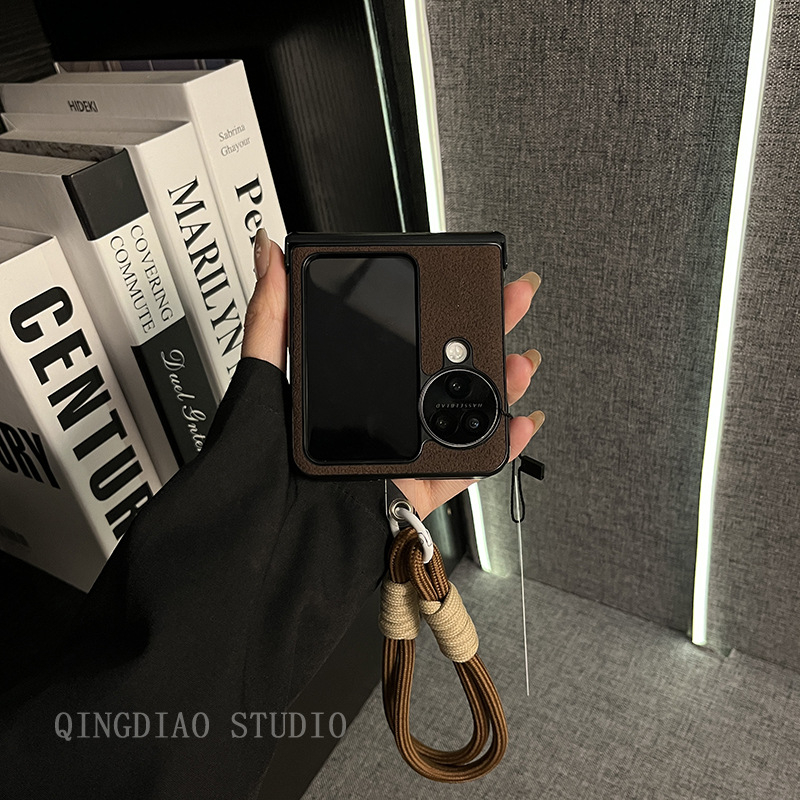 3D M Bean Coffee kućište s remenom za Oppo Find N3 Flip – potpuno prekrivanje, zaštita od padova, kompatibilno s N2+ Flip