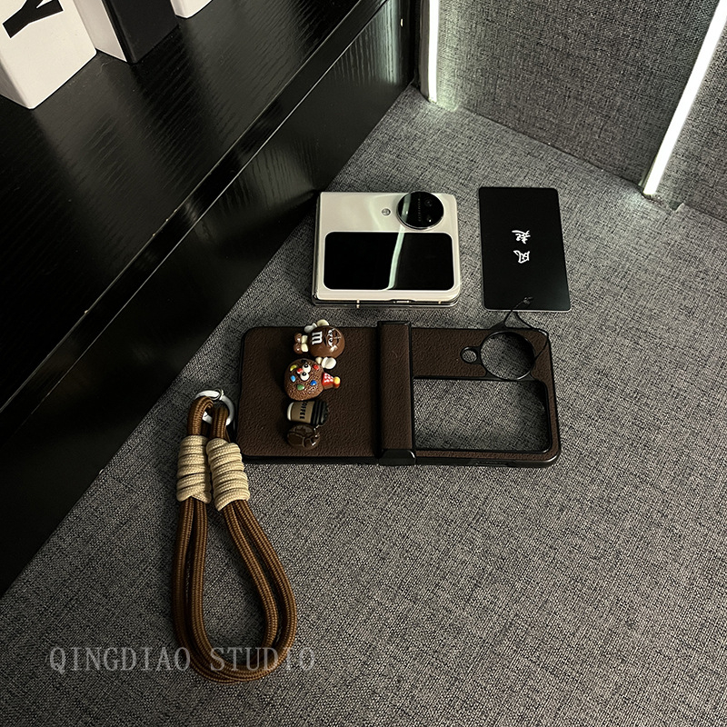 3D M Bean Coffee kućište s remenom za Oppo Find N3 Flip – potpuno prekrivanje, zaštita od padova, kompatibilno s N2+ Flip