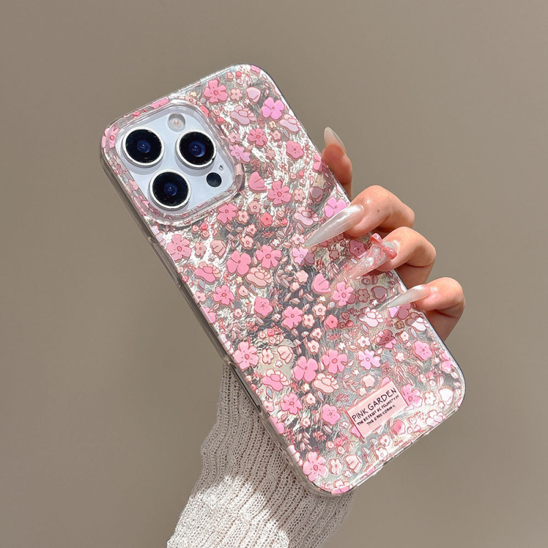 Carcasă de protecție nouă, verde pentru iPhone 13, 13 Pro Max, 14 și 14 Max, cu motiv de flori roșii mici, stil Instagram