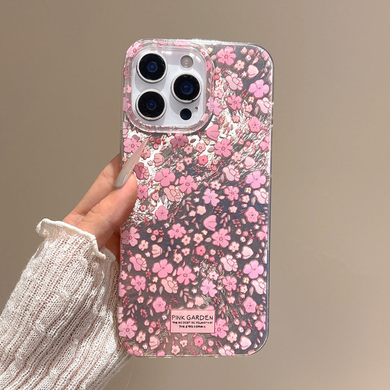 Carcasă de protecție nouă, verde pentru iPhone 13, 13 Pro Max, 14 și 14 Max, cu motiv de flori roșii mici, stil Instagram