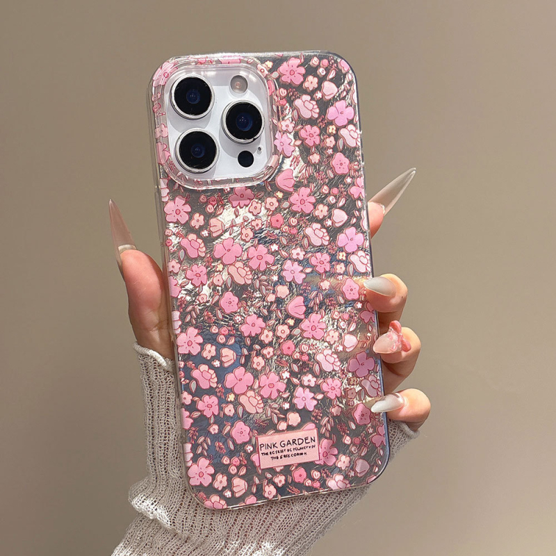 Carcasă de protecție nouă, verde pentru iPhone 13, 13 Pro Max, 14 și 14 Max, cu motiv de flori roșii mici, stil Instagram