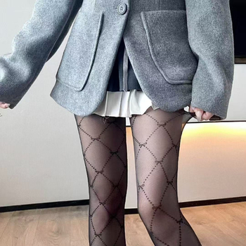 Korejskog stila seksi crne čarape iznad koljena s dijamantnim križnim uzorkom i mašnicom, mrežasti uzorak, tanke, otporne na zapetljavanje, za žene