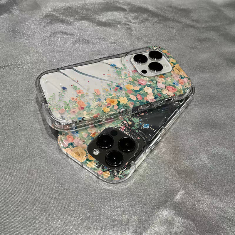 Husă pentru iPhone XR, stil 15 Pro, cu ecran complet, design floral colorat în nuanțe marine, XR-14 Pro modificare, policarbonat mat