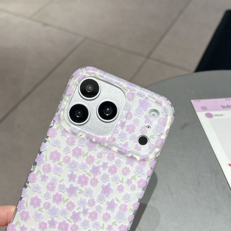 Ljubičasti kućište za iPhone s punim zaslonom i cvjetnim uzorkom za iPhone 17 Pro, mat završetak; kompatibilno s iPhone 16 i 15 Pro Max/17