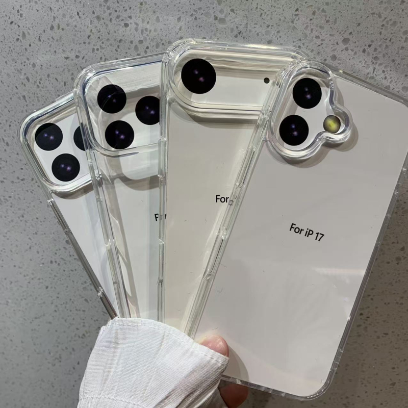 Carcasă acrilică transparentă 2 în 1, cu margini moi, pentru iPhone 17 – husă protector anti-cadere, minimalistă
