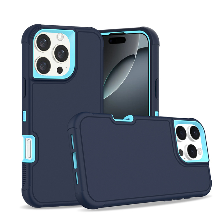 Carcasă trei în unu TPU+PC, design cu contrast pentru iPhone 16 Pro Max, protecție anti-cădere, capac superior și inferior