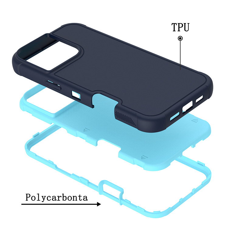 Carcasă trei în unu TPU+PC, design cu contrast pentru iPhone 16 Pro Max, protecție anti-cădere, capac superior și inferior