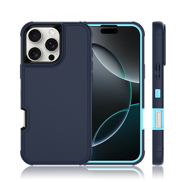 Carcasă trei în unu TPU+PC, design cu contrast pentru iPhone 16 Pro Max, protecție anti-cădere, capac superior și inferior