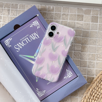 Jednostavno ljubičasto kućište za telefon s motivom tulipana za iPhone 17, iPhone 16/15 Pro Max i iPhone 14