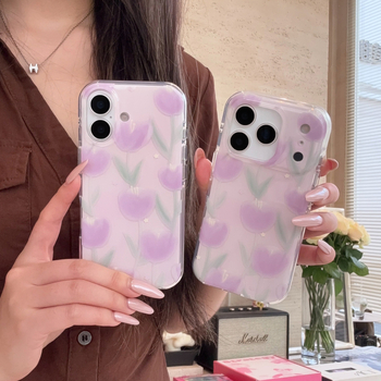 Jednostavno ljubičasto kućište za telefon s motivom tulipana za iPhone 17, iPhone 16/15 Pro Max i iPhone 14