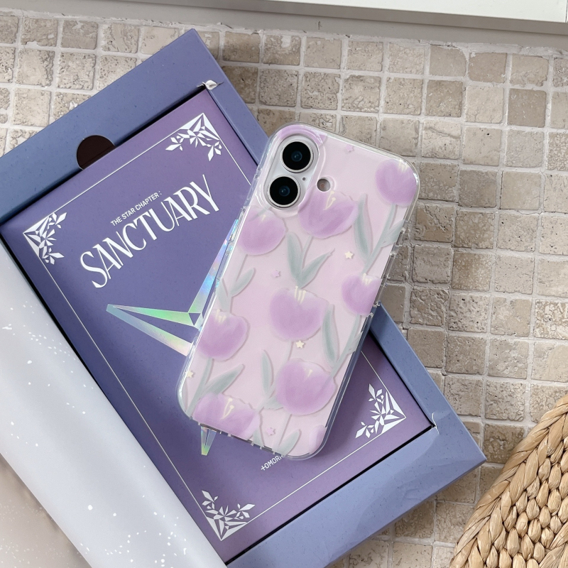 Jednostavno ljubičasto kućište za telefon s motivom tulipana za iPhone 17, iPhone 16/15 Pro Max i iPhone 14