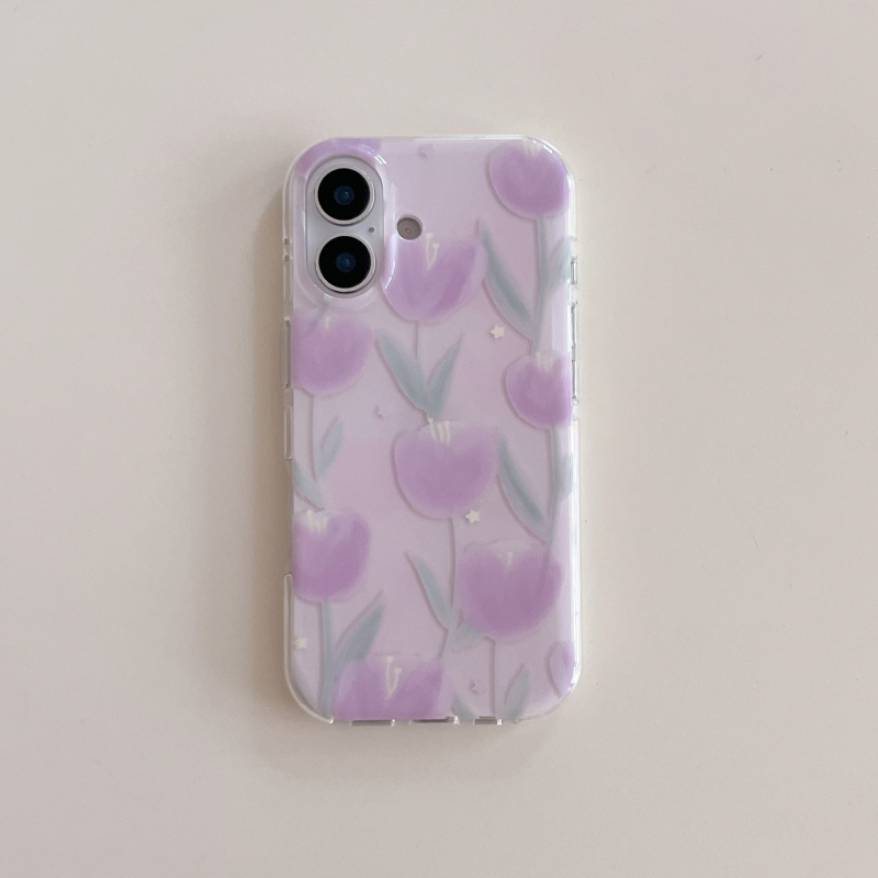 Jednostavno ljubičasto kućište za telefon s motivom tulipana za iPhone 17, iPhone 16/15 Pro Max i iPhone 14