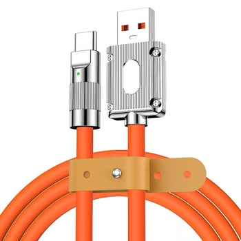 1m 3-u-1 USB kabel s LED, brzo punjenje, konektori od cinkovog legura, TPE silikon, USB-C, Lightning, Micro USB