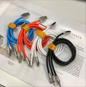 1m 3-u-1 USB kabel s LED, brzo punjenje, konektori od cinkovog legura, TPE silikon, USB-C, Lightning, Micro USB