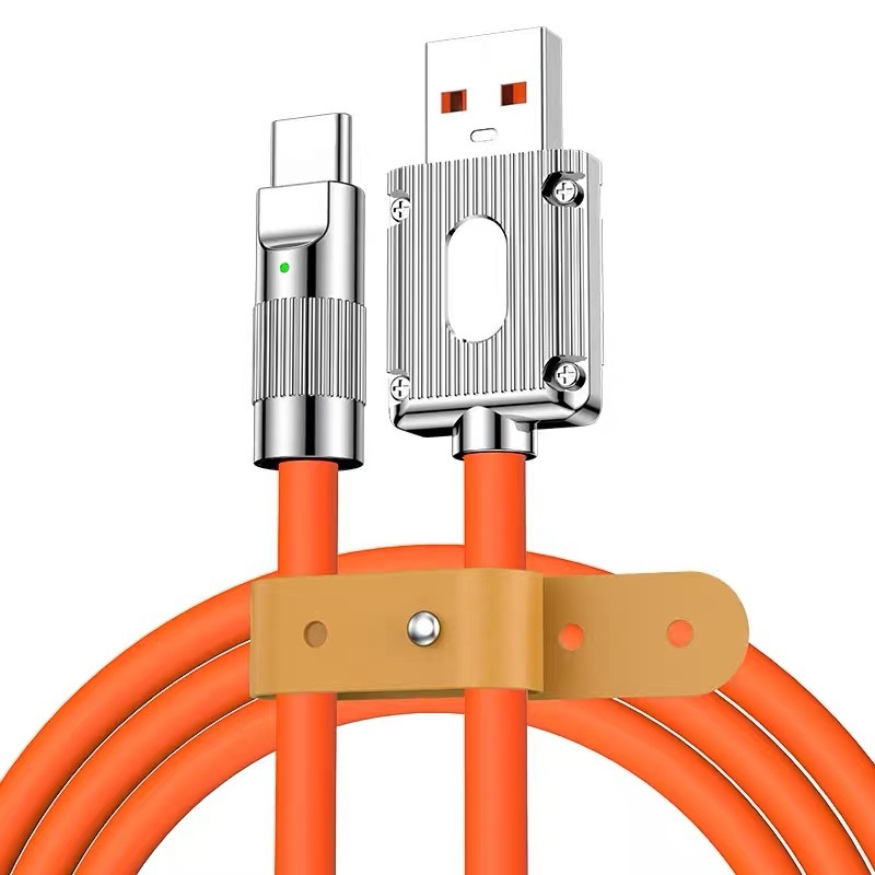 1m 3-u-1 USB kabel s LED, brzo punjenje, konektori od cinkovog legura, TPE silikon, USB-C, Lightning, Micro USB
