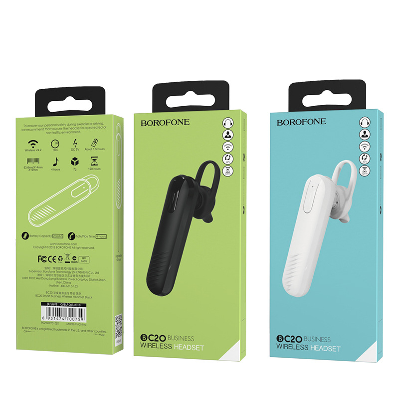 Borofone BC20 bežične Bluetooth slušalice s kukom za uho – moderne poslovne slušalice za pozive