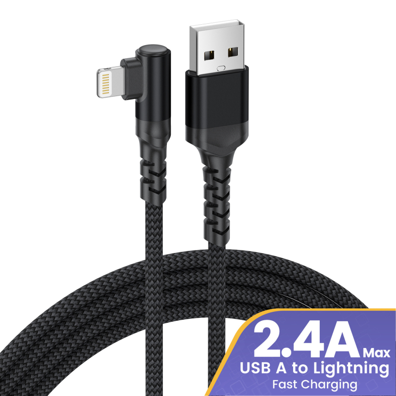 Lightning kabel za iPhone i iPad, 2.4A brzo punjenje, kompatibilan s modelima 5/6/7/8/X/11/12/13/14; konektor od aluminijske legure, crna; duljina 0.5–5 m