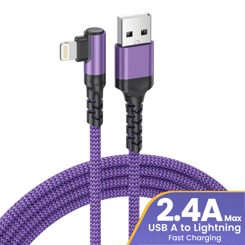 Lightning kabel za iPhone i iPad, 2.4A brzo punjenje, kompatibilan s modelima 5/6/7/8/X/11/12/13/14; konektor od aluminijske legure, crna; duljina 0.5–5 m