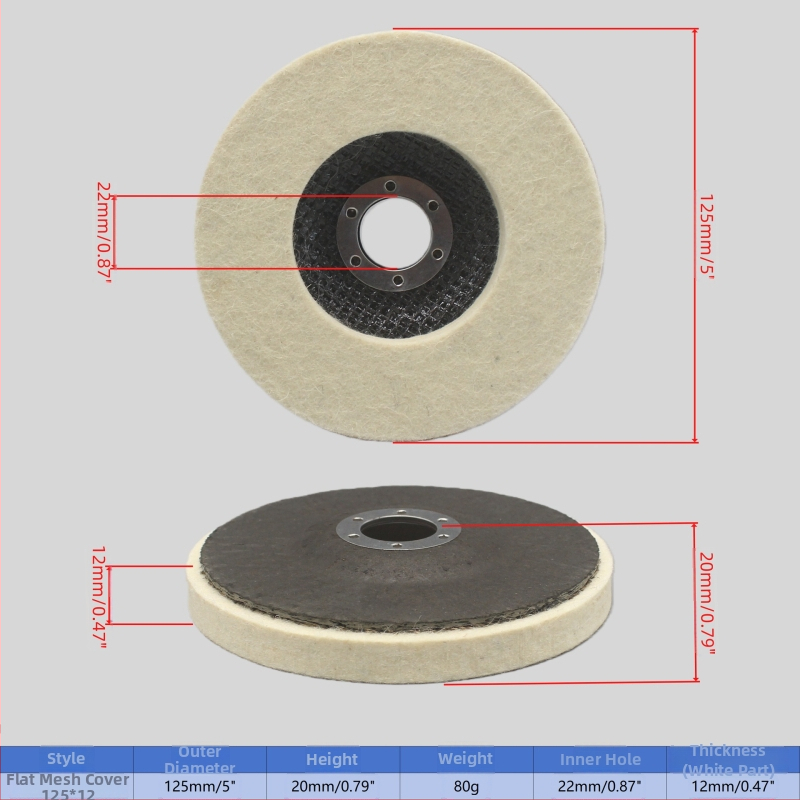 Vlnený flap disk na leštenie, priemer 125 mm (5 palcov)