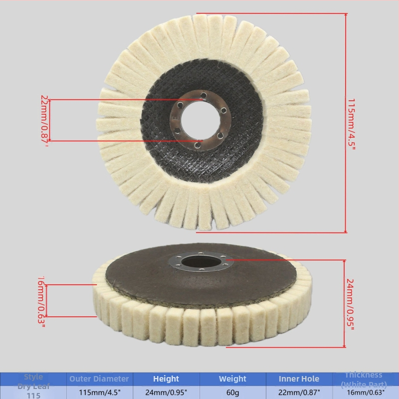 Vlnený flap disk na leštenie, priemer 125 mm (5 palcov)