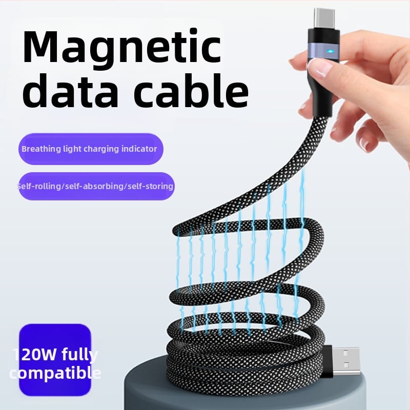120W magnetski USB-C kabel za punjenje i prijenos podataka, kompatibilan s Huawei i Apple