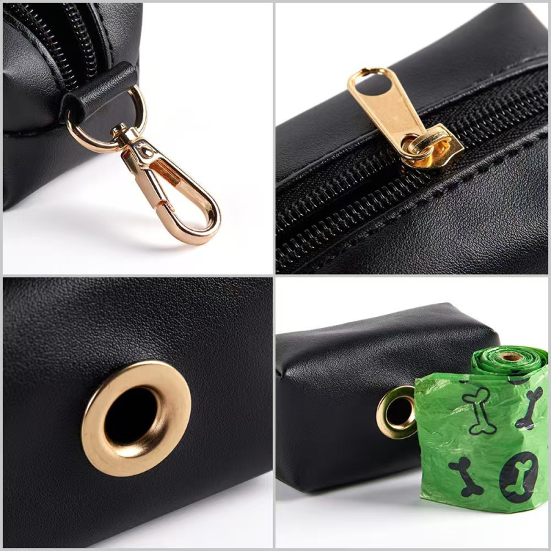 Dispenser za vrećice za izmet kućnog ljubimca, s ekološkim vrećicama, prijenosni PU kožni nosač za šetnju psima