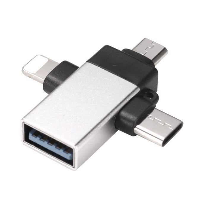 3-в-1 OTG USB-C адаптер за Apple и Android устройства