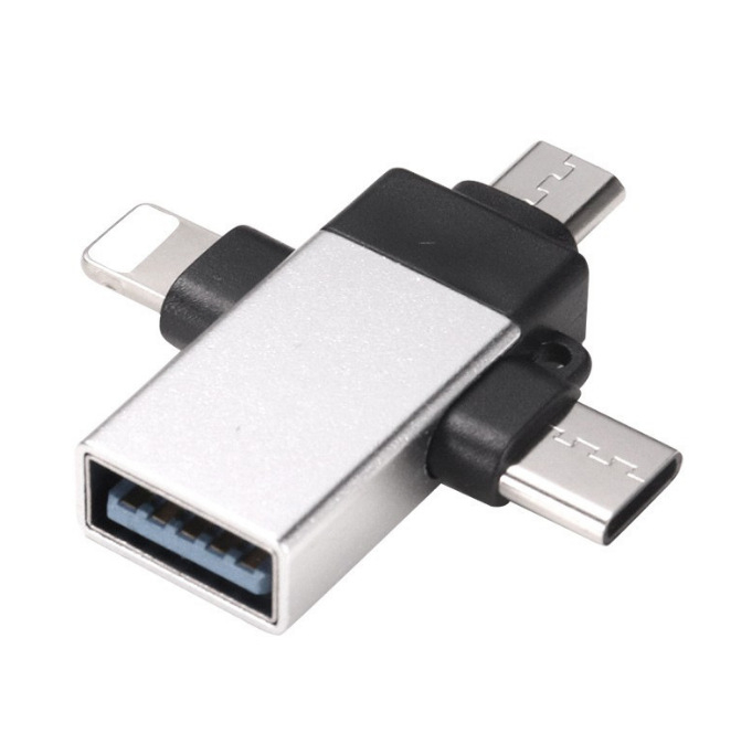 3-в-1 OTG USB-C адаптер за Apple и Android устройства