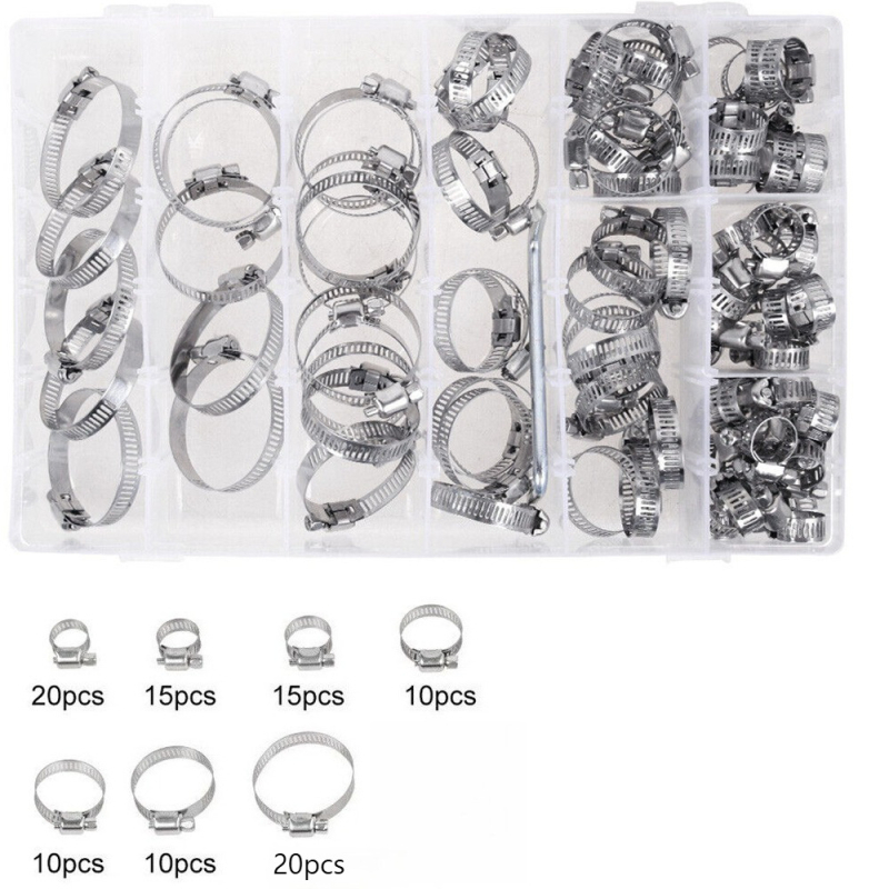 Set od 60 klamerica za crijevo 8–38 mm