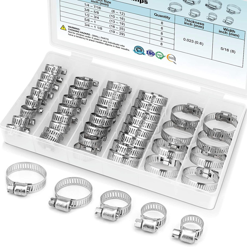 Set od 60 klamerica za crijevo 8–38 mm