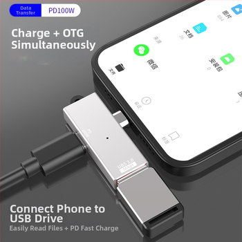 Type-C na USB 3.0 + PD 100W dvojfunkčný rýchly adaptér pre telefóny s USB-C