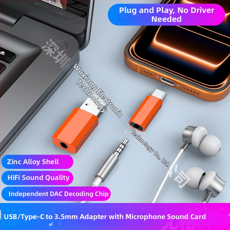USB-C na 3,5 mm externý zvukový adaptér pre slúchadlá so zvukovou kartou, kompatibilný s Apple iPhone 17