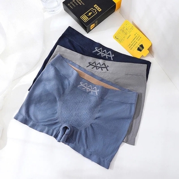 Férfi seamless nylon boxer briefs, lélegző, antibakteriális, nedvességelnyelő, középmagas derekú