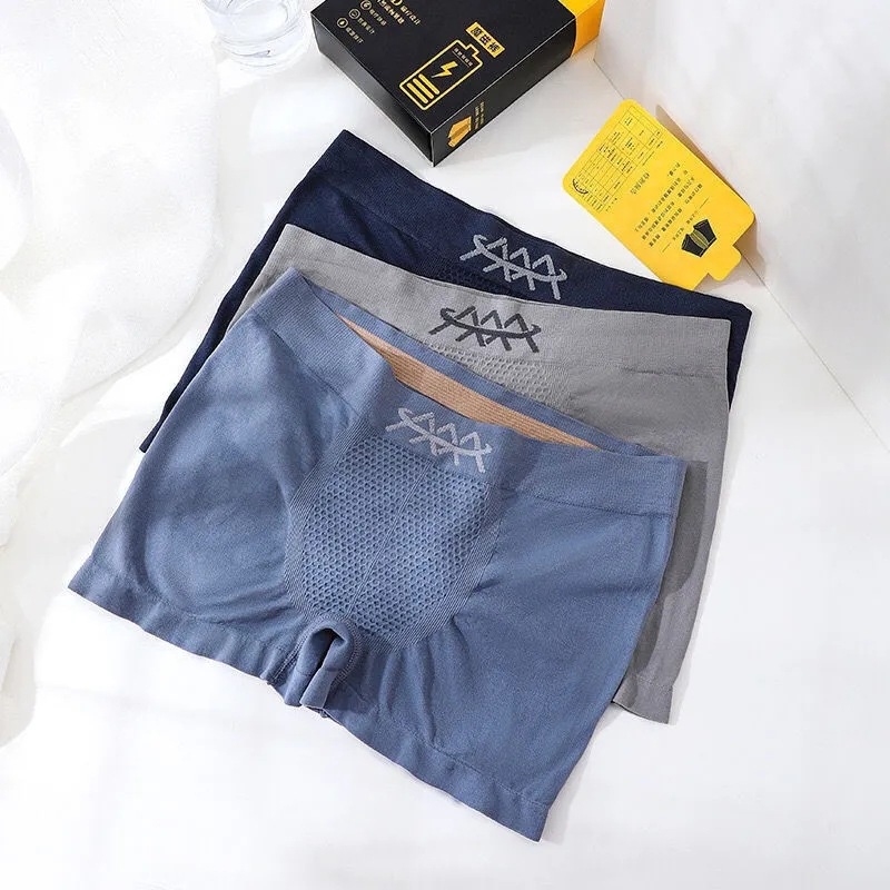 Férfi seamless nylon boxer briefs, lélegző, antibakteriális, nedvességelnyelő, középmagas derekú