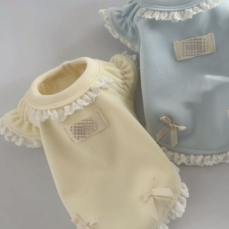 Jednobojni osnovni T-shirt za kućne ljubimce sa ovratnikom u stilu lutke, za mačke i male pse